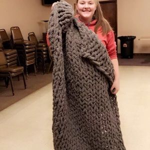 Chunky knit homemade blanket